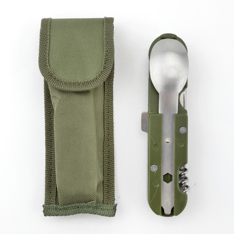Camping Folding Knife Fork And Spoon Combination Stainless Steel Tableware Knife And Fork Multi-Function Knife Disassembly And Assembly Tableware - Korvel