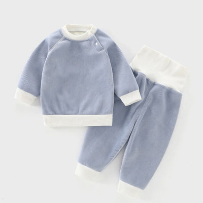 Children's Autumn And Winter Warm Suit Baby Spring And Autumn Plus Fleece Outer Wear Tops Pants Men And Women Baby Two Sets - Korvel