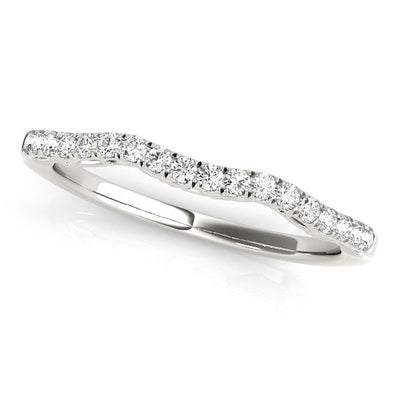 14k White Gold Wave Motif Diamond Wedding Band