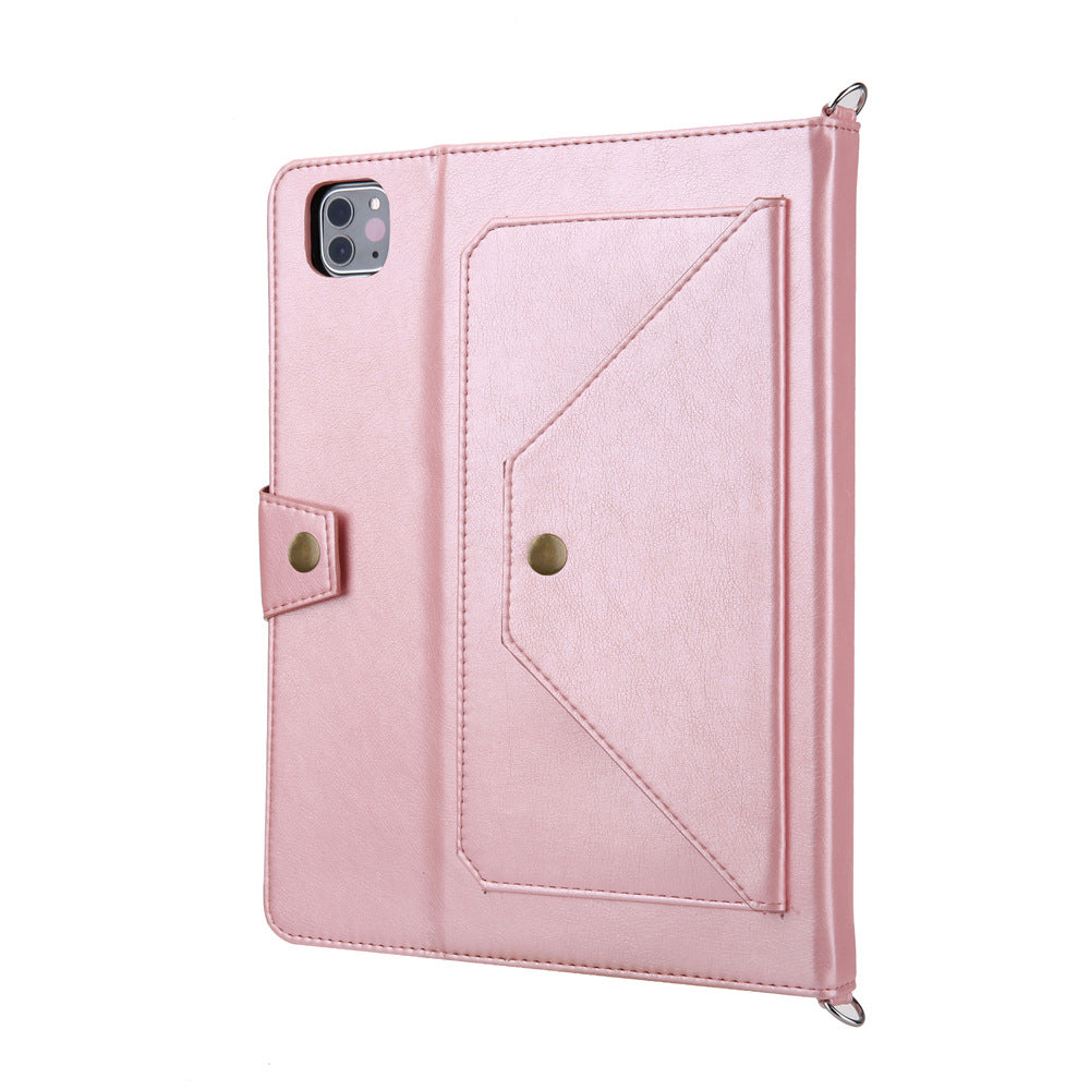 Suitable for iPad Pro 2020 Pen Slot Shoulder Strap Tablet Leather Case Air5 Handle Strap Handheld Flip Stand Protective Case - Korvel