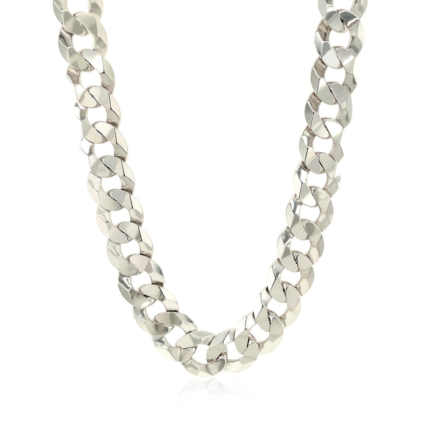 Rhodium Plated Sterling Silver Curb Chain Necklace