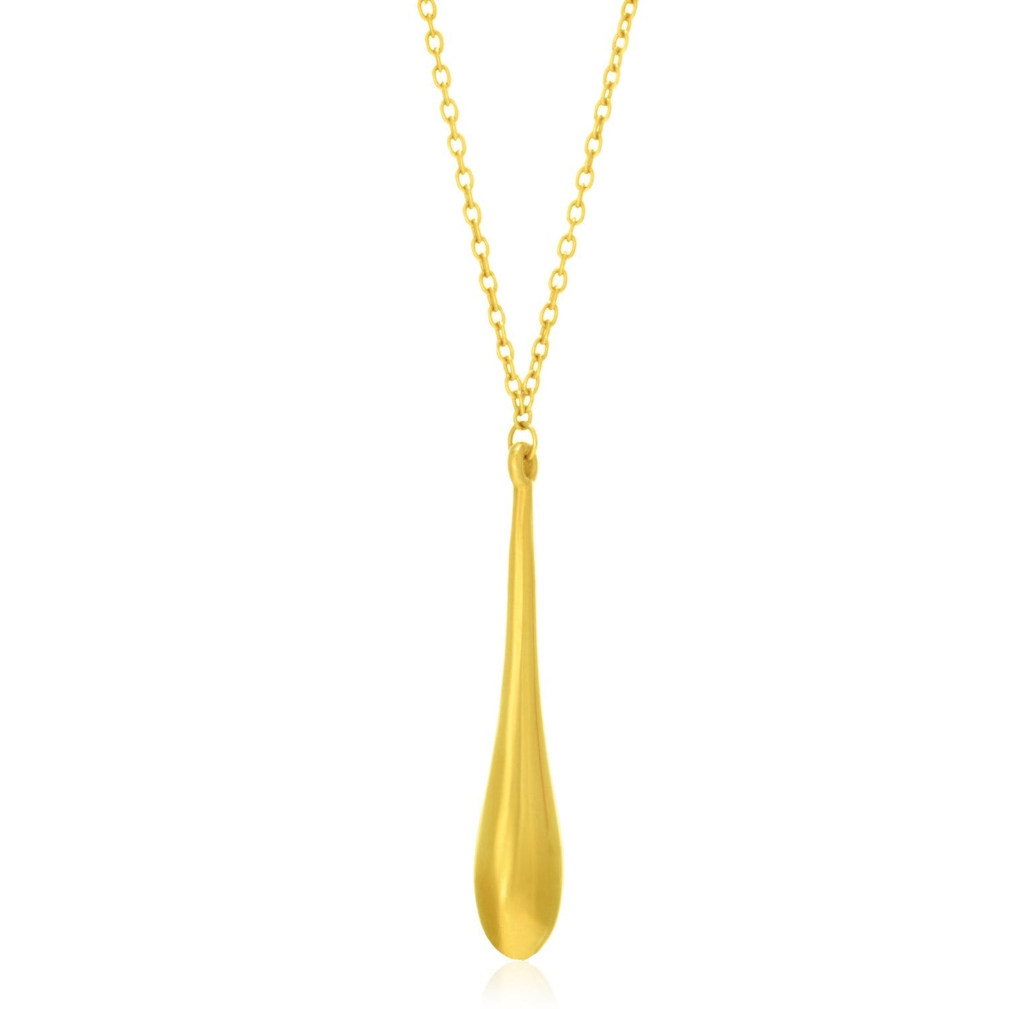 Pendentif long en forme de goutte d'eau en or jaune 14 carats