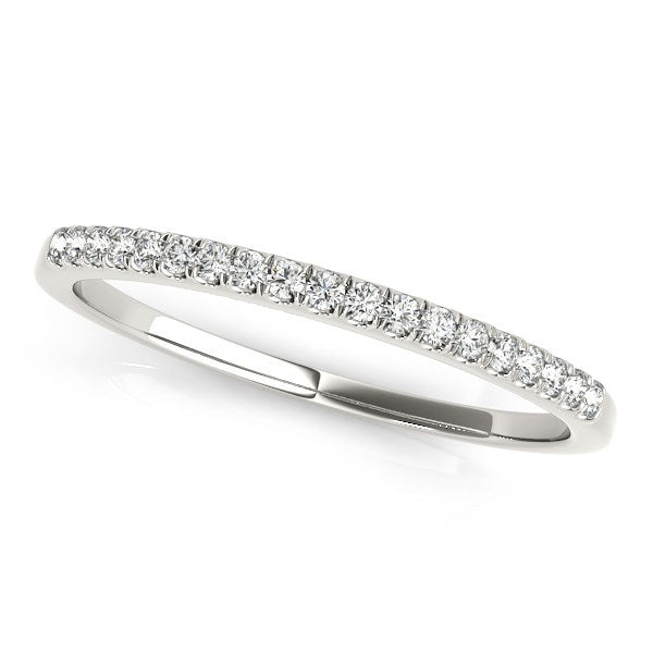 14k White Gold Scallop Pave Set Diamond Wedding Ring