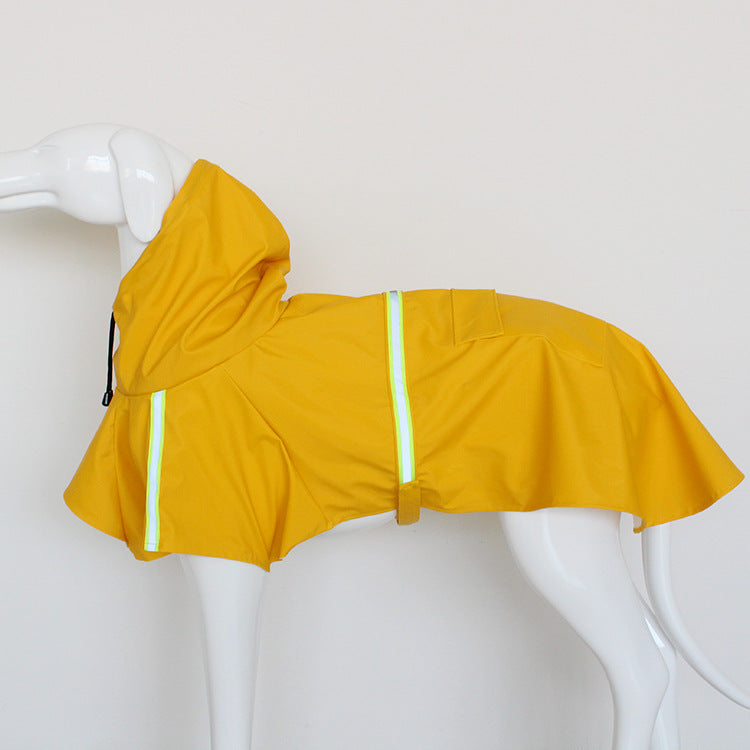 Large Dog Raincoat - Poncho Style Reflective Strip Pet Raincoat Windproof Waterproof Dog Hooded Raincoat - Korvel