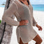 Elegant Openwork Tie Neck Blouse
