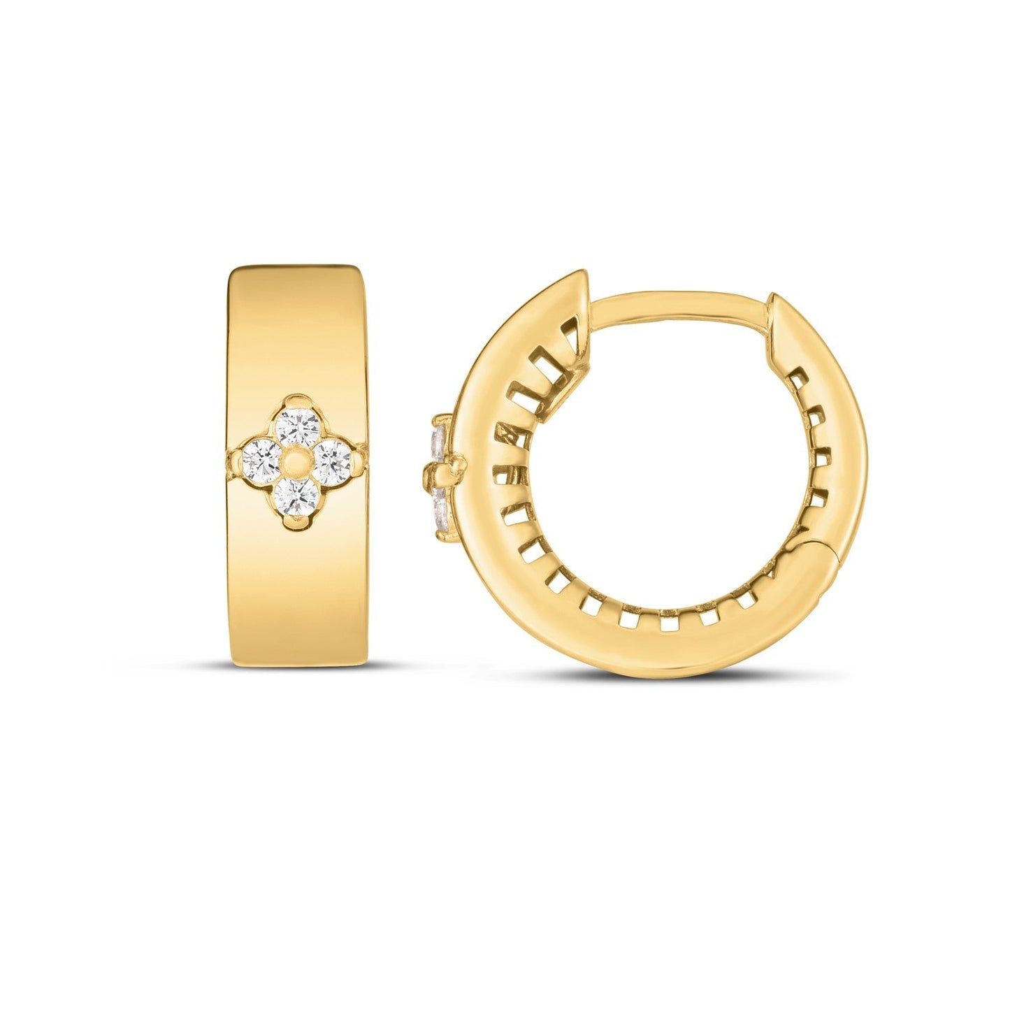 Pendientes de trébol de diamantes en oro amarillo de 14k