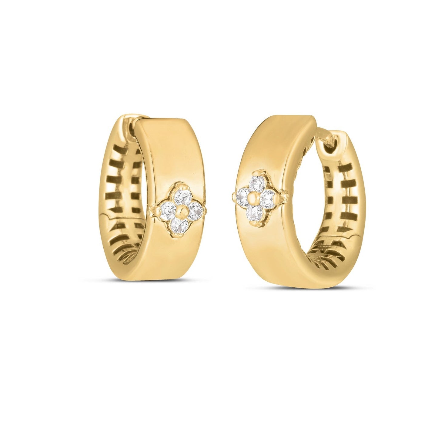 Pendientes de trébol de diamantes en oro amarillo de 14k