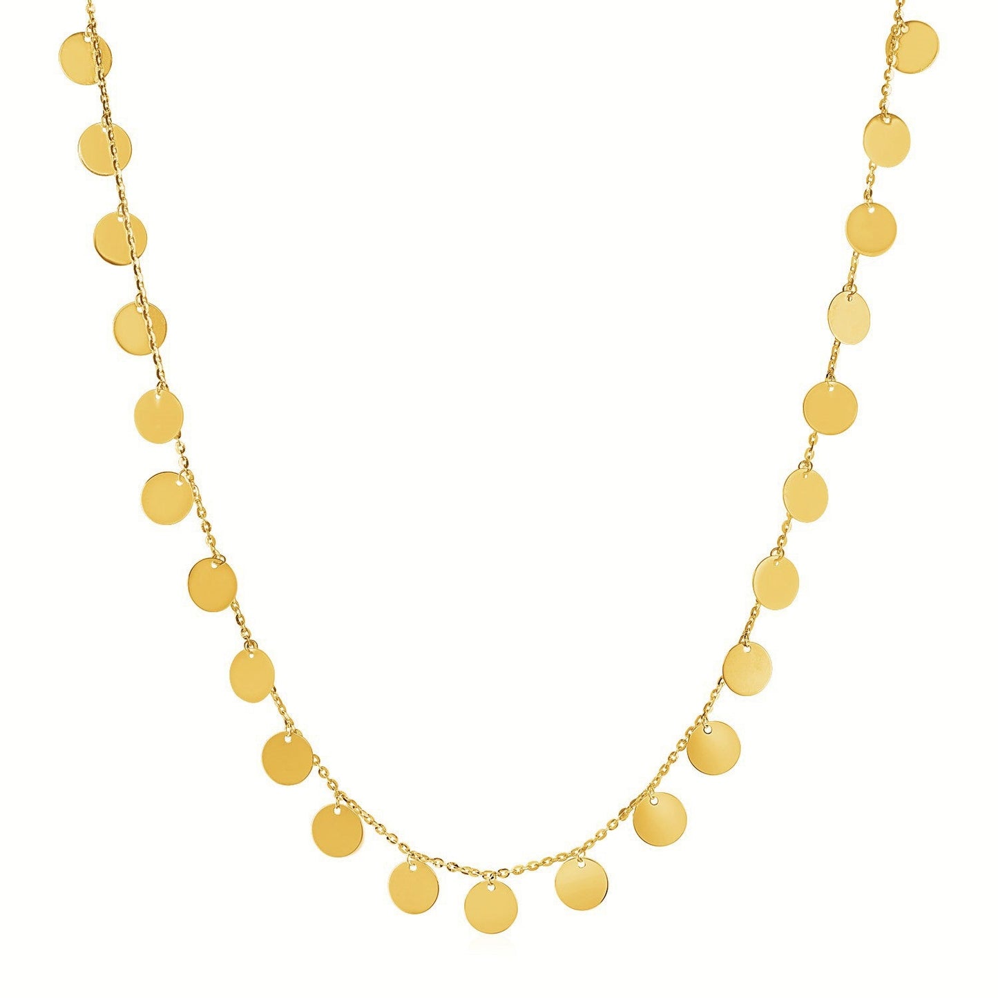 14k Yellow Gold Choker Necklace with Polished Discs