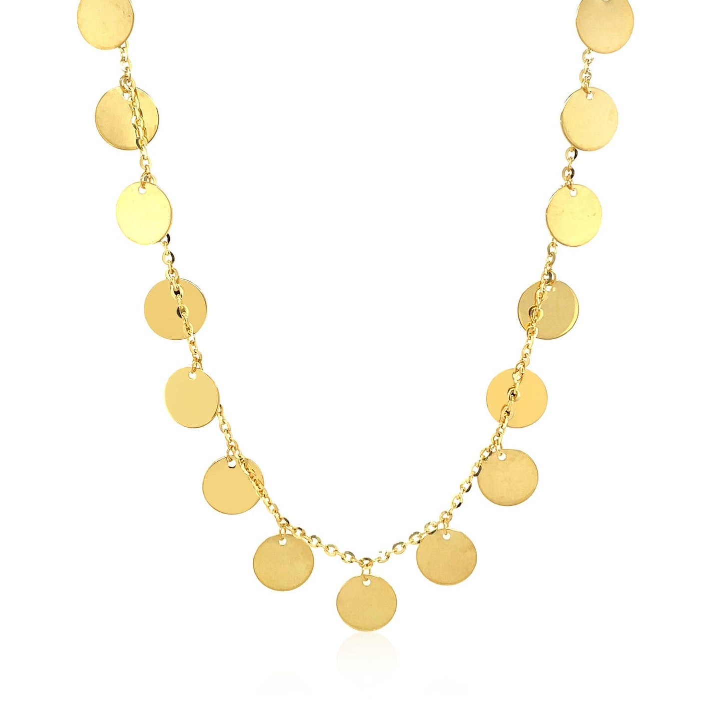 14k Yellow Gold Choker Necklace with Polished Discs