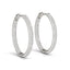 Pendientes de aro de diamantes pavé de dos filas en oro blanco de 14k