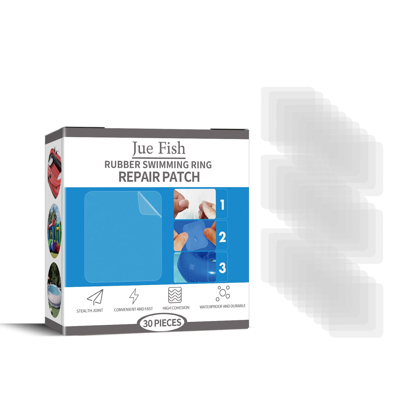 JUE FISH Rubber Swimming Ring Repair Patch, Swim Ring Patch Self-Adhesive Seal - Korvel