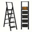 5-step ladder folding stool with anti slip wide pedals, lightweight and easy to carry handle folding ladder - Korvel