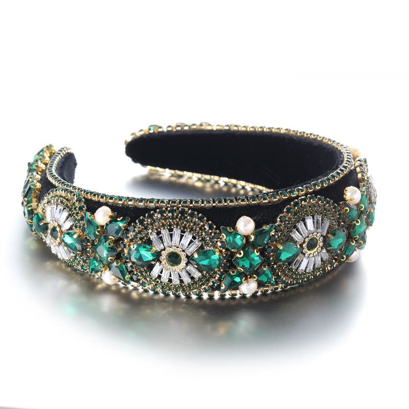 Super Sparkling Diamond Pearl Hair Hoop - Style Baroque Rétro