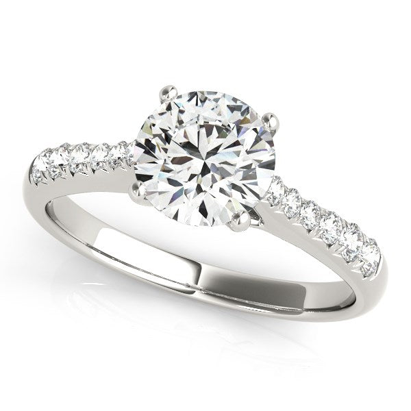 Bague de fiançailles en diamant taille ronde en or blanc 14 carats (1 5/8 cttw)