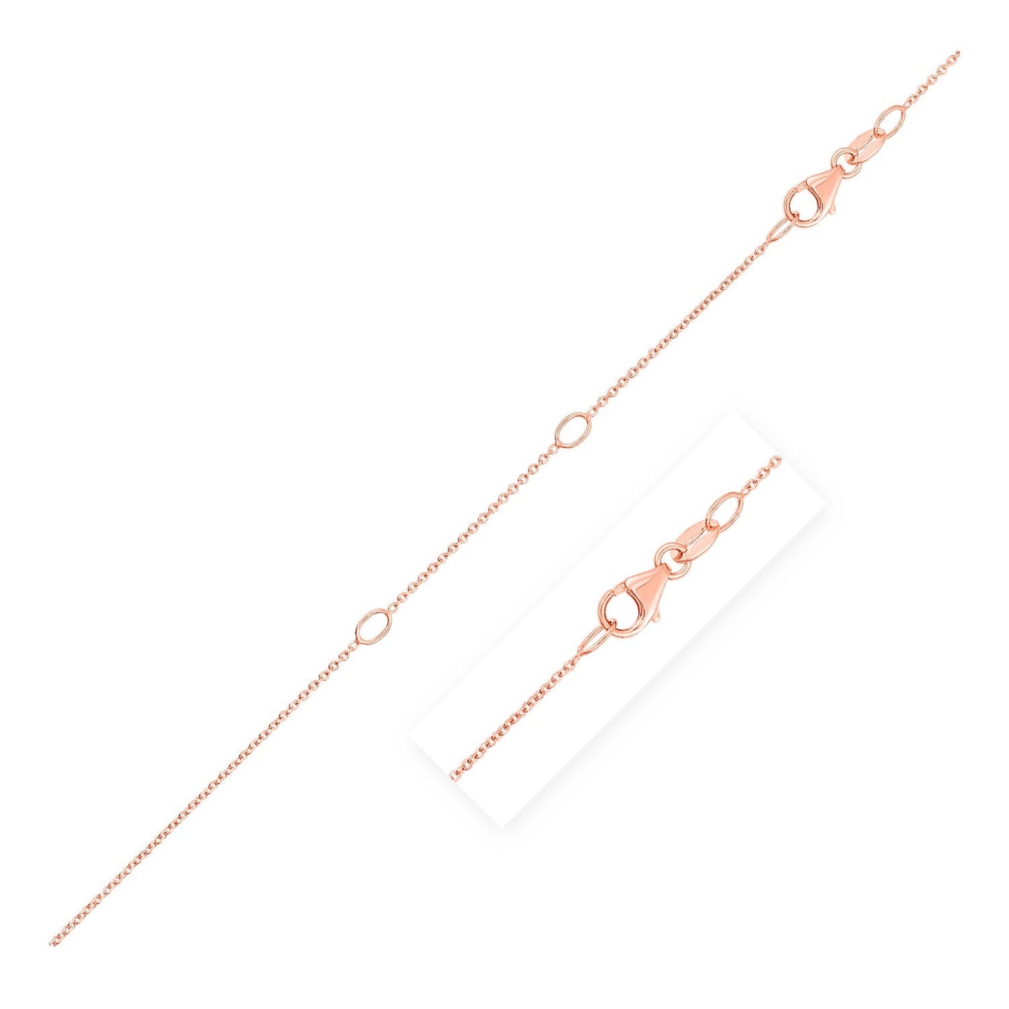 14k Rose Gold Double Extendable Cable Chain Necklace