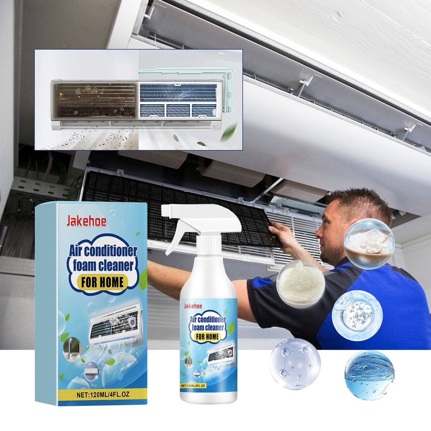 Air Conditioner Foam Cleaner For Home, Air Conditioning Purification Cleaning Decontamination Odor Removal Inside And Outside Machine Cleaning - Korvel