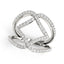 Bague à double bande en diamant au design entrelacé en or blanc 14 carats