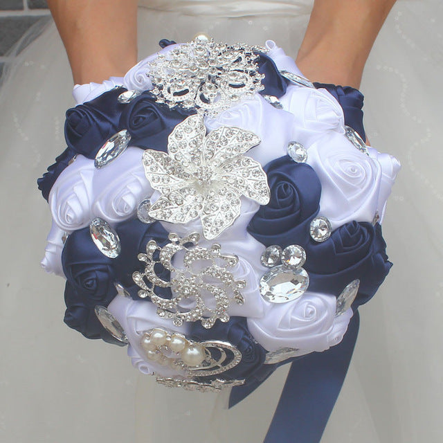 Artificial Wedding Bouquets Hand Made Flower Rhinestone Bridesmaid Crystal Bridal Wedding Bouquet - Korvel