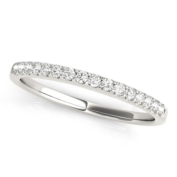 Anillo de boda de oro blanco de 14k con diamantes en forma de concha