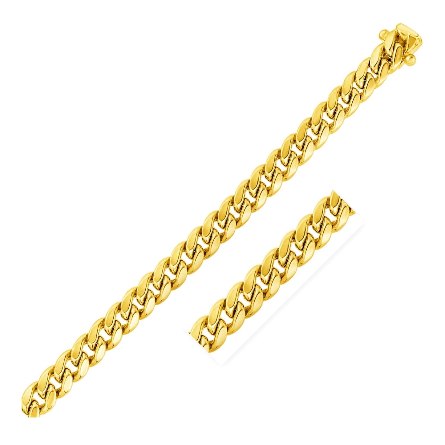Chaîne Miami Cuban Semi-Solid en Or Jaune 10k de 9,15 mm