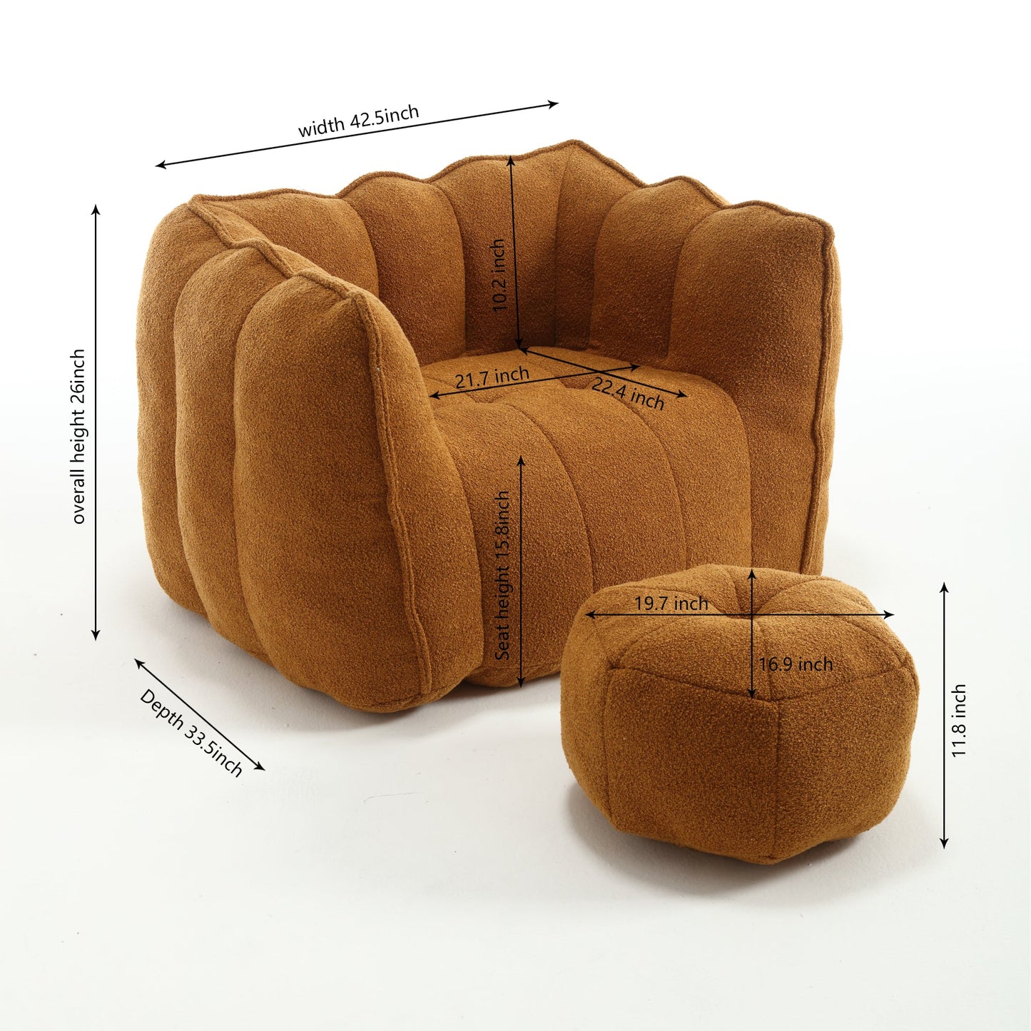 Fauteuil en Bean Bag Doux Premium avec Mousse Haute Résilience pour le Confort