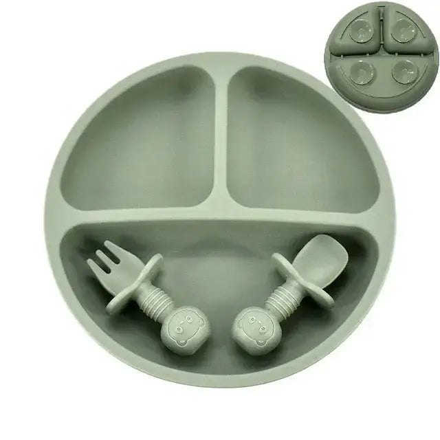 Ensemble de Assiette en Silicone pour Bébé Premium pour une Alimentation Sûre
