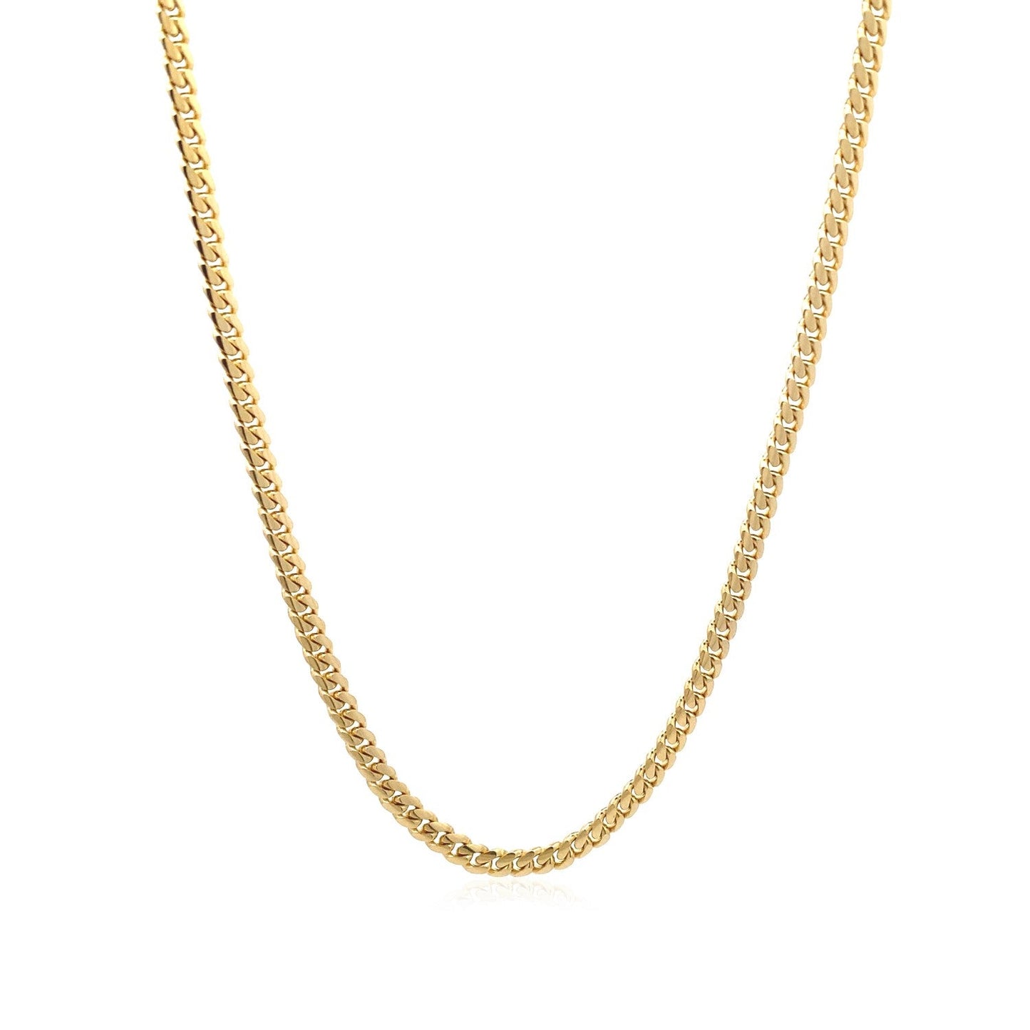 Cadena Cubana Clásica Sólida de Oro Amarillo de 14k - 3.2mm