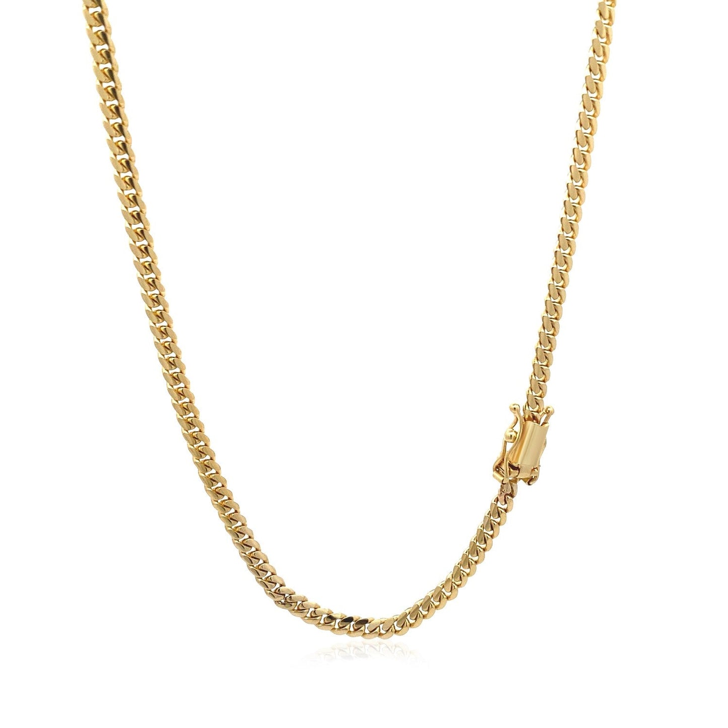 Cadena Cubana Clásica Sólida de Oro Amarillo de 14k - 3.2mm