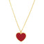 Collar de Corazón de Oro Amarillo de 14k con Acabado Pulido y Pasta de Cornelia Roja
