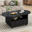 ON-TRANS flexible cream style coffee table with 2 brake wheels, drawers, large storage space,black, 39.37 '' x 23.6 '' - Korvel