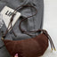PU Leather Strap Suede Shoulder Bag - Korvel