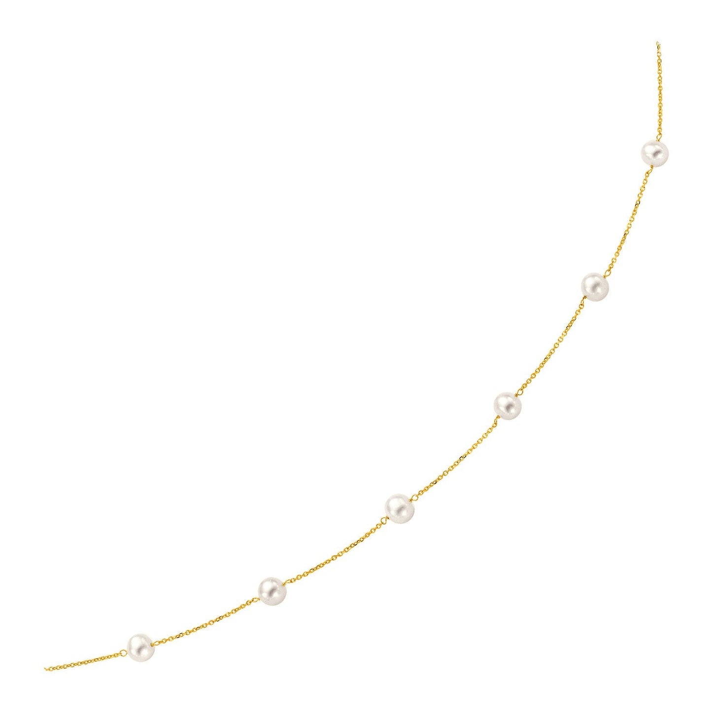 Collier en or jaune 14 carats avec perles blanches