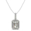 Colgante Halo con Diamante Central Esmeralda en Oro Blanco de 14k