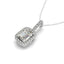 Colgante Halo con Diamante Central Esmeralda en Oro Blanco de 14k