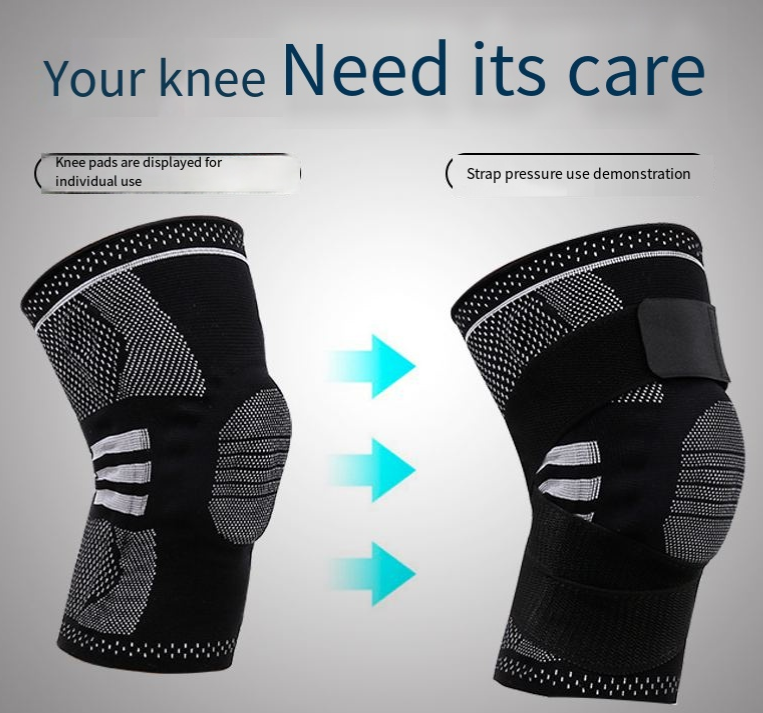 Strap support sports knee pads silicone shock absorption protection knee automatic closure outdoor sports - Korvel