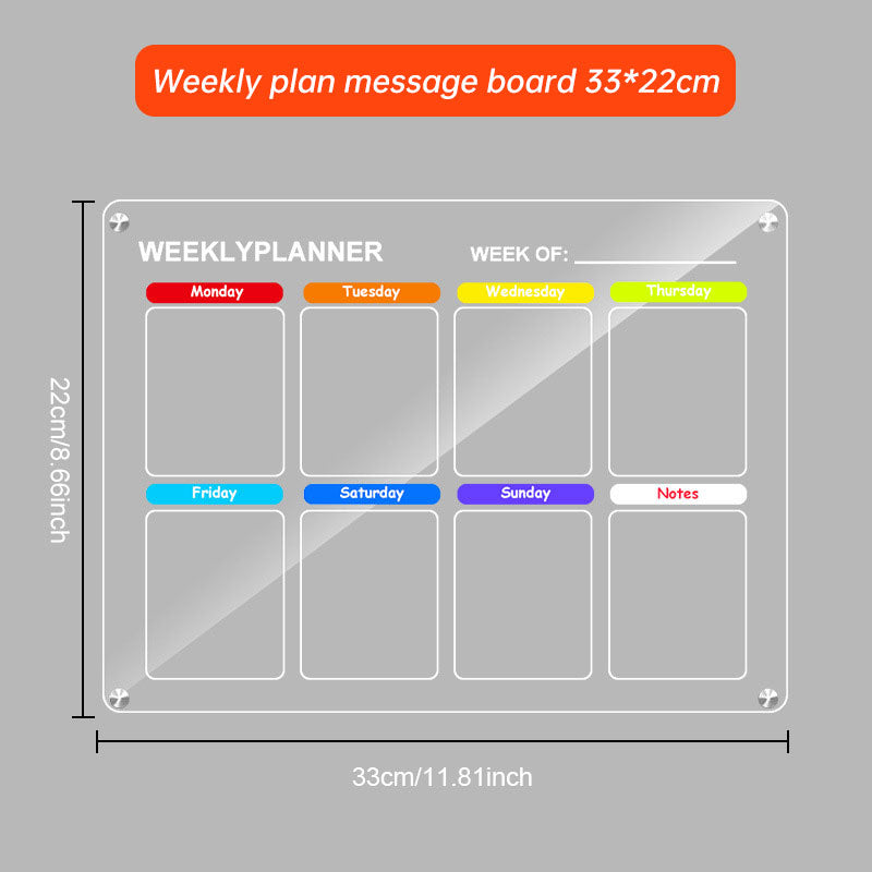 Acrylic message board magnetic refrigerator sticker household erasable calendar transparent note display board - Korvel