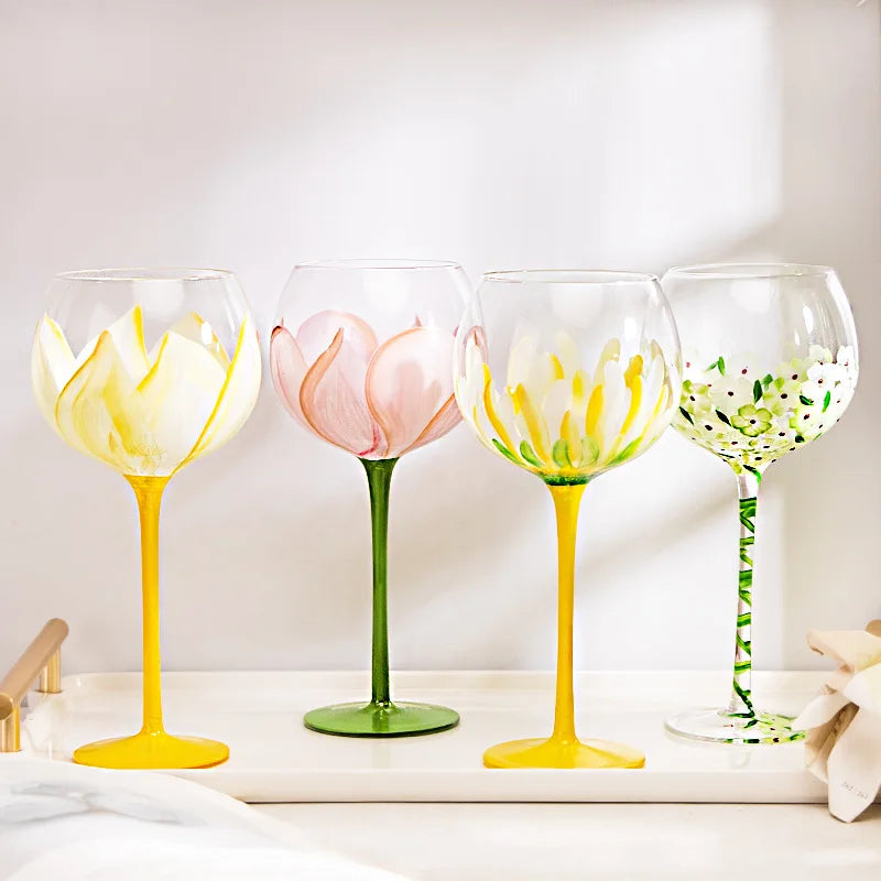 Hand Painted Glass Goblet for Elegant Celebrations