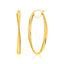 14k Yellow Gold Twist Motif Oval Hoop Earrings