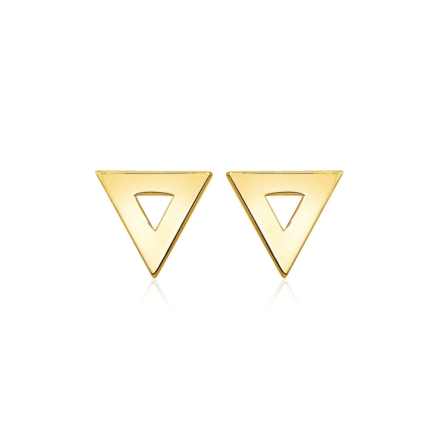 Pendientes de Aro Abierto en Triángulo Pulido de Oro Amarillo de 14k