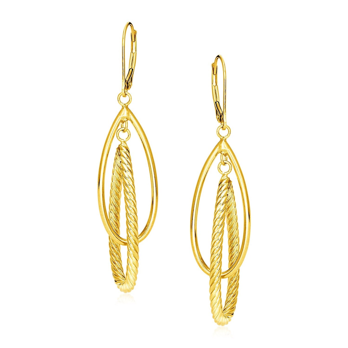 14k Yellow Gold Teardrop Dangle Earrings