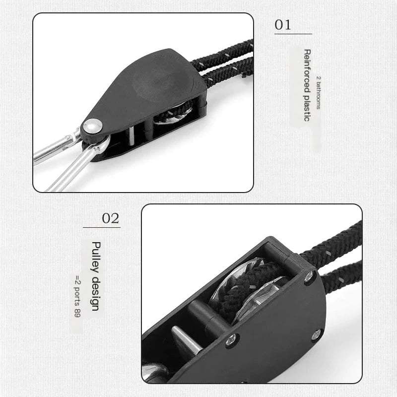 Camping Tent Tie Down Rope Tightener Fastening Pulley Ratchet Hangers Awning Rope Hook Canopy Buckle Rope Tightening Straps Tool - Korvel