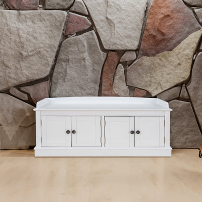 TREXM Storage Bench with Adjustable Doors and Padded Shoe Stand