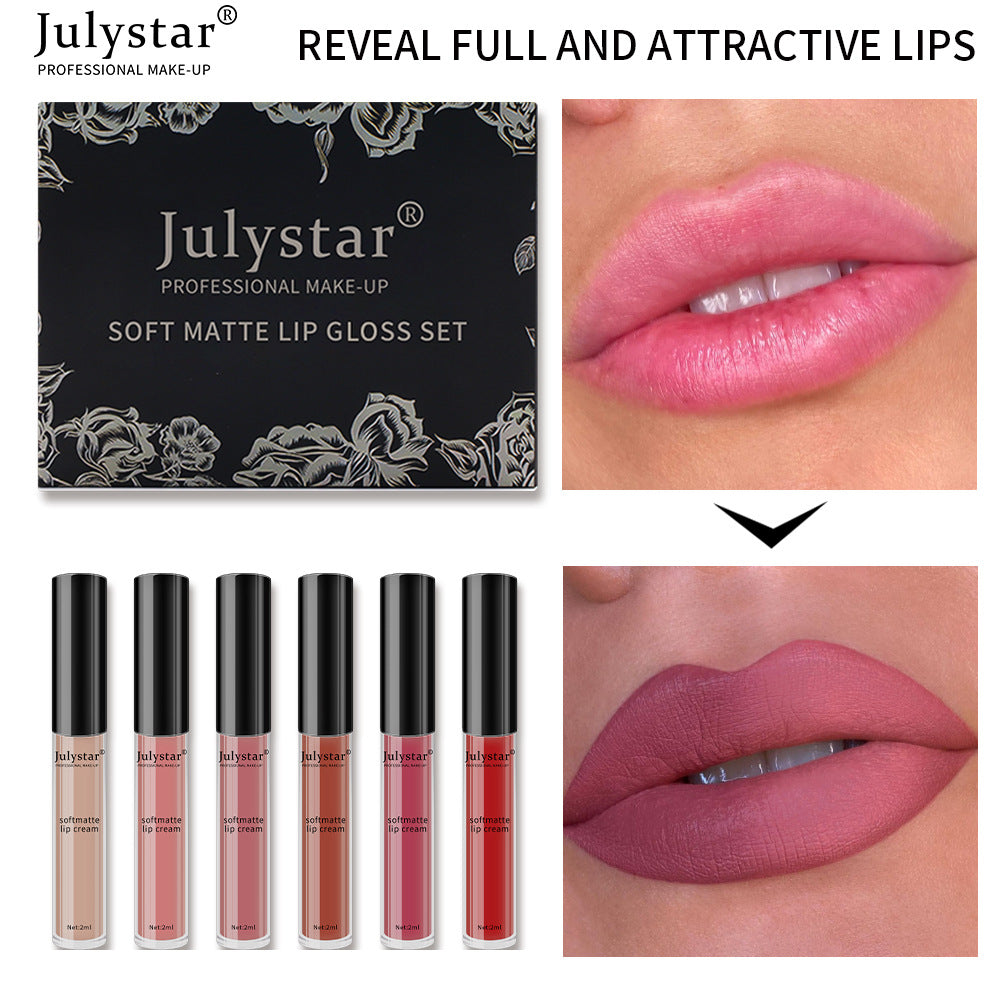 Velvet Matte Lip Glaze Suit Waterproof Non Stick Cup Color Fast Lipstick Lip Color - Korvel