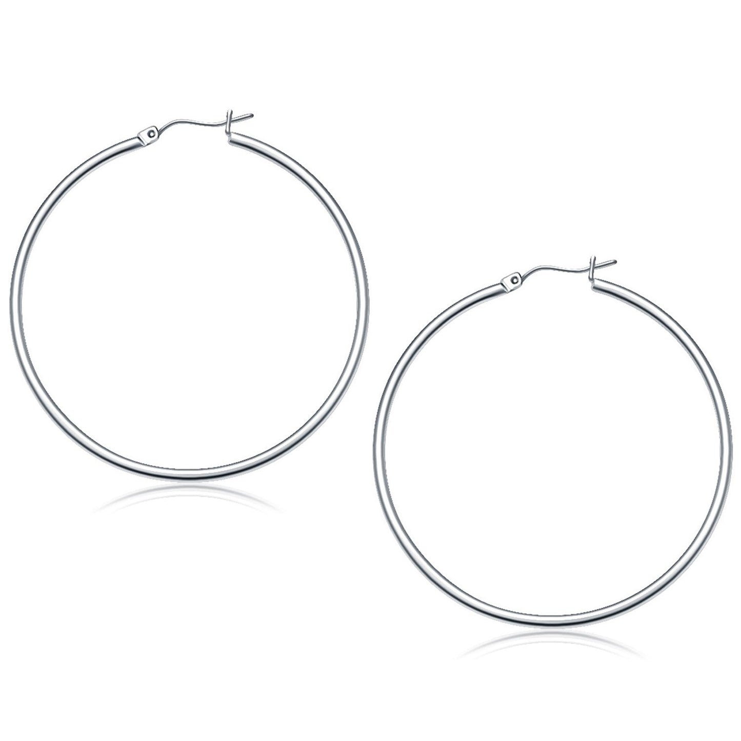 Boucles d'oreilles créoles en or blanc 10k poli - 50 mm