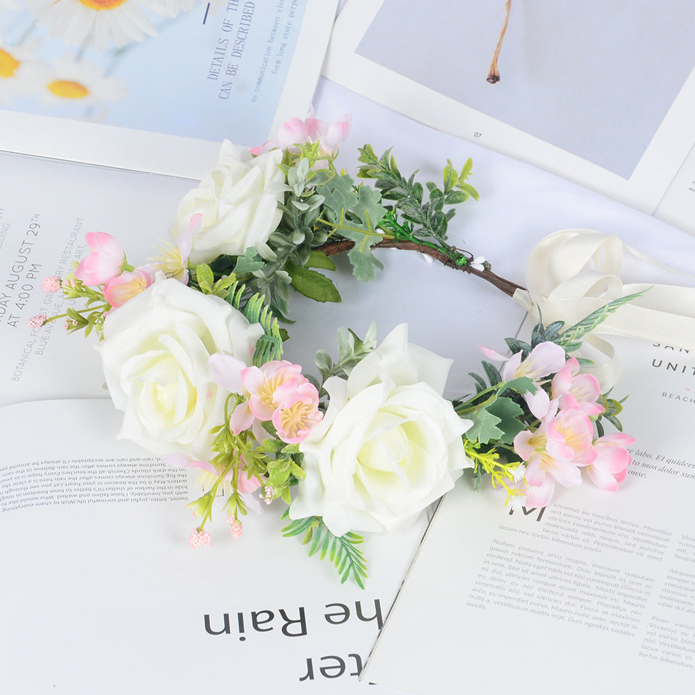 Couronne de Fleurs en Soie Fait Main Accessoire Capillaire
