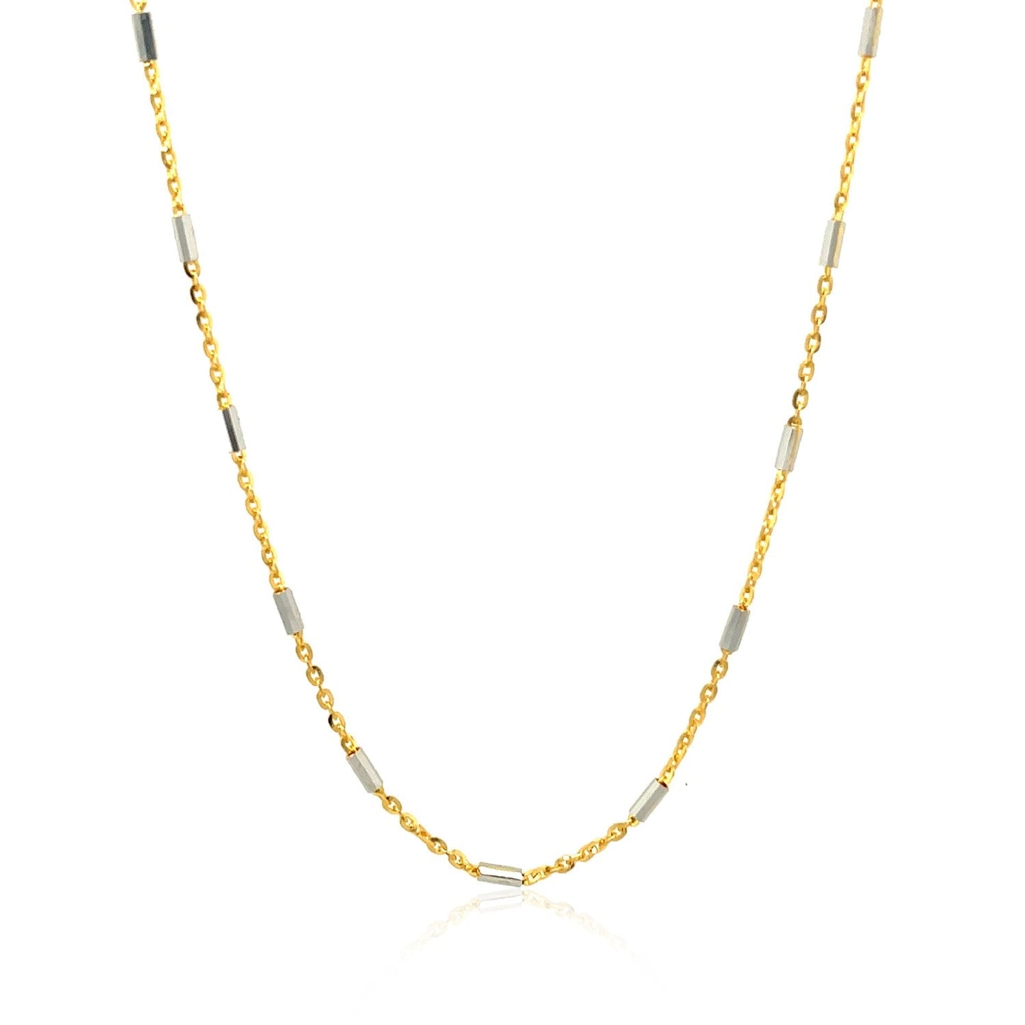 Cadena de Colgante de Enlaces de Barra de Oro de Dos Tonos de 14k (1.4mm)