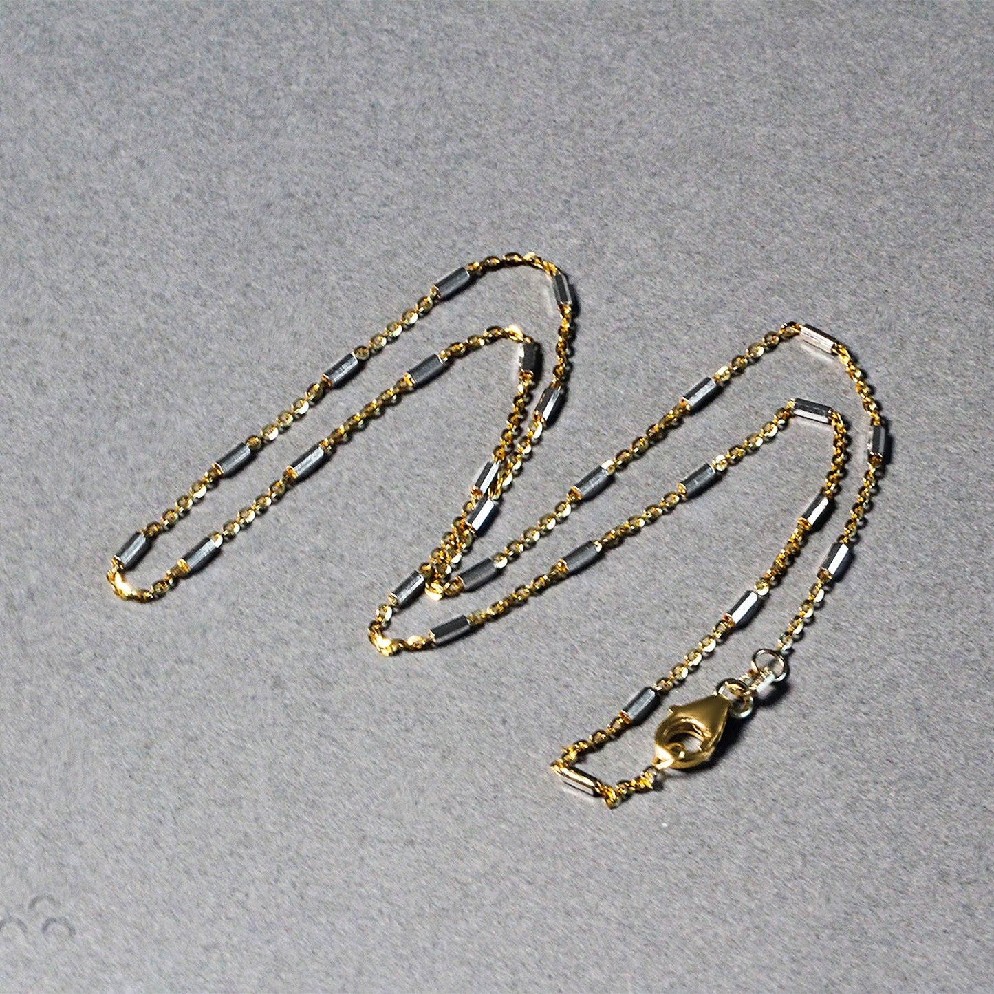 Cadena de Colgante de Enlaces de Barra de Oro de Dos Tonos de 14k (1.4mm)