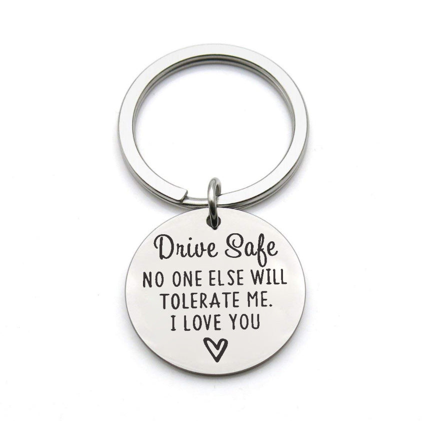 Driving safety stainless steel keychain Couple boyfriend girlfriend gift - Korvel