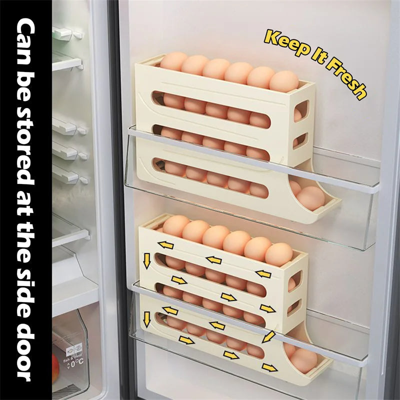 Refrigerator Egg Storage Box Automatic Scrolling Egg Holder Kitchen Large Capacity Dedicated Rolling Egg Storage Box for Kitchen - Korvel