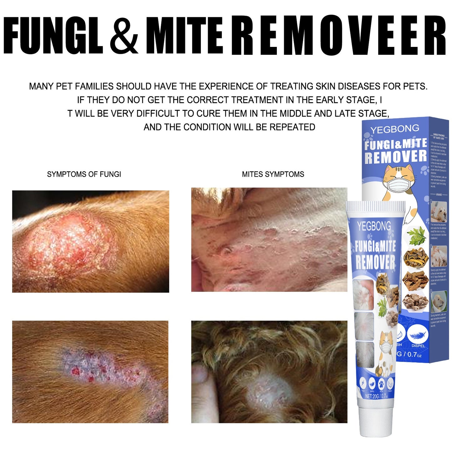 Pet Mite Relief Cream For Pet Dogs And Cats Skin Itching And Mite Removal Topical Care Cream - Korvel